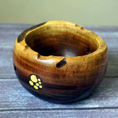 Natural Edged Walnut Bowl with Inlay