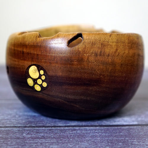 Natural Edged Walnut Bowl with Inlay