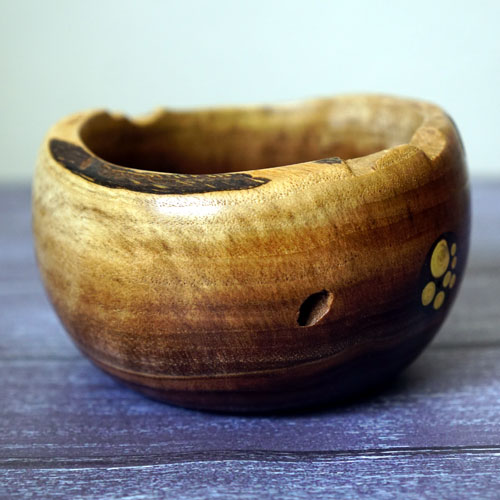 Natural Edged Walnut Bowl with Inlay